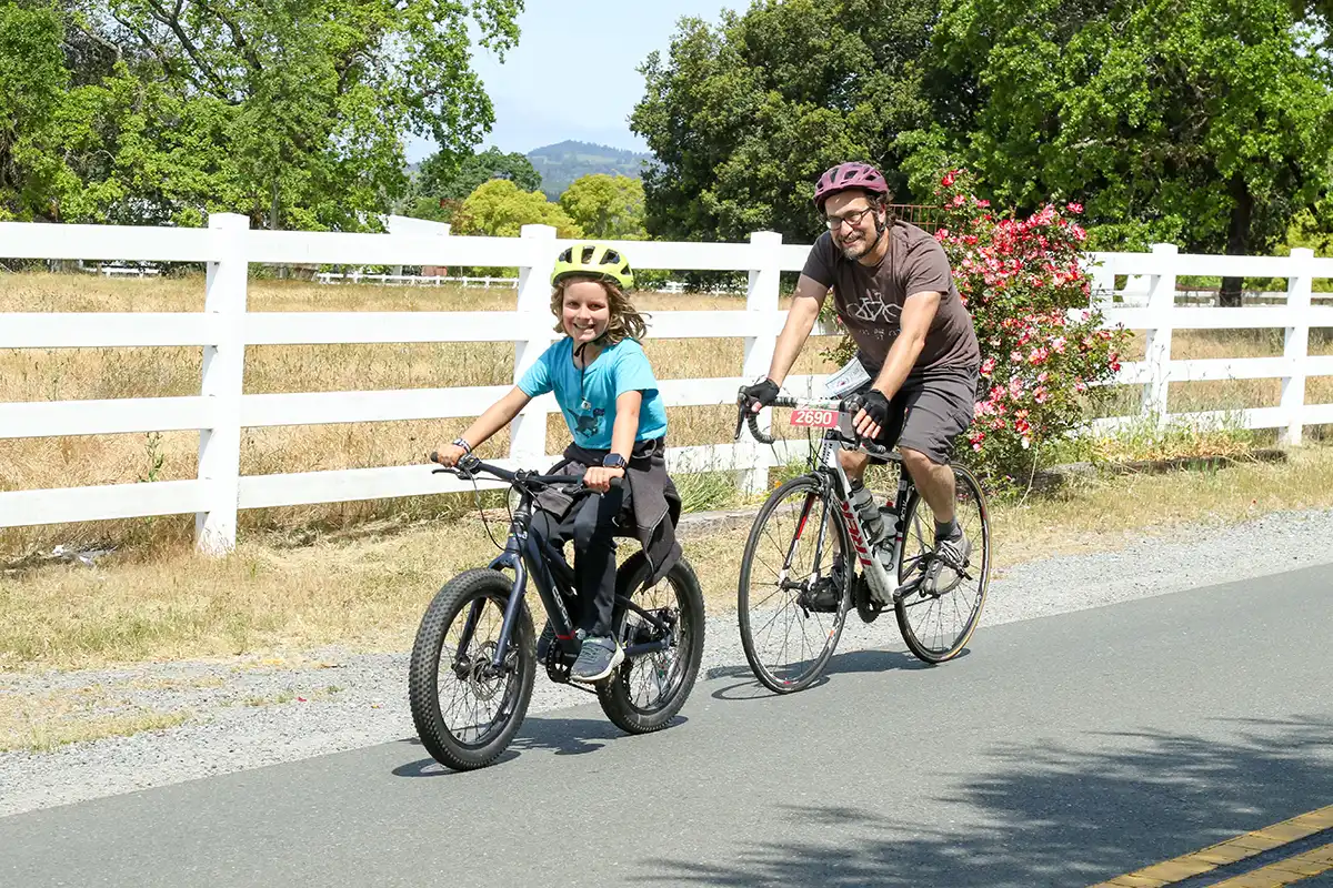 Cycling on a sunny day.